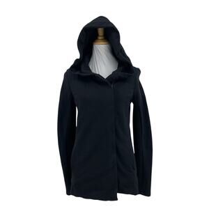 James Perse Standard Jacket Womens 1 Black Estilo Asymmetrical Full Zip Hooded